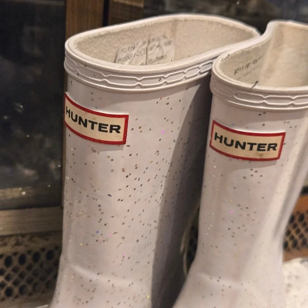 Hunter Kids First Classic Giant Glitter Rain Boots White US 12B KFT5076RG7